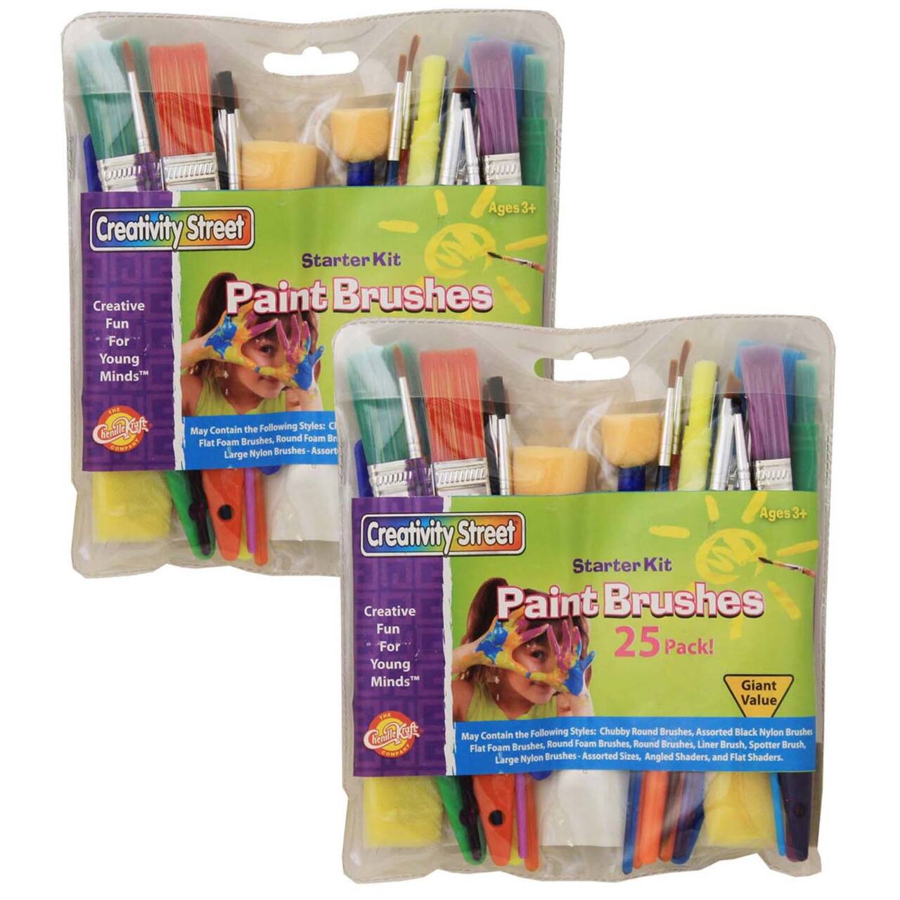Creativity Street® Starter Brush Assortment, 2 Packs of 25